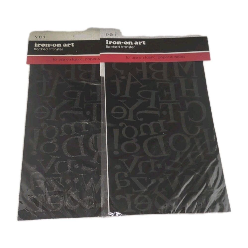 New S.E.I. Flocked Iron-On Transfer 3-Inch FOR FUN Sports Letters Black 2-Pack
